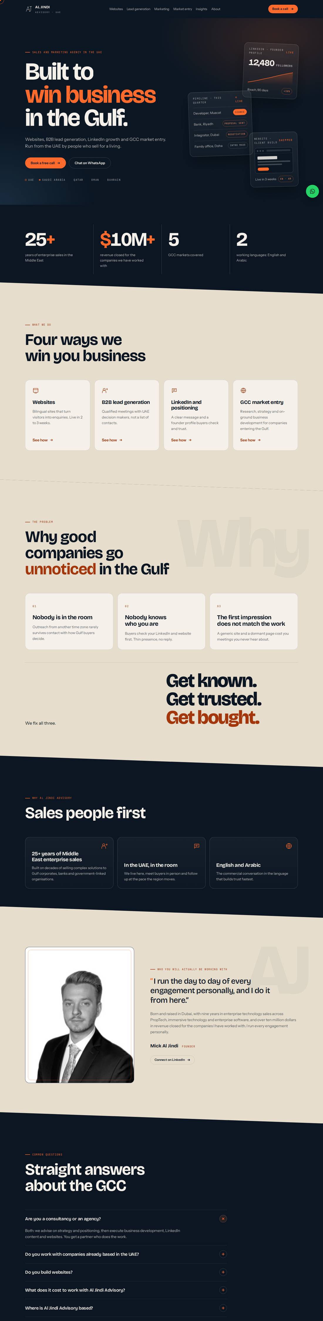 Desktop website for a consultancy in the UAE